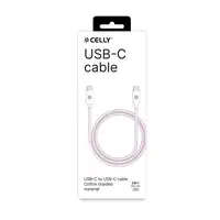 Celly USBCUSBCCOTTPK cable USB 1,5 m USB C Rosa, Blanco