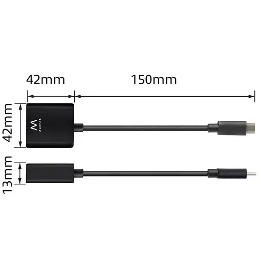 Ewent EW9825 adaptador de cable de vídeo 0,15 m USB Tipo C DisplayPort Negro