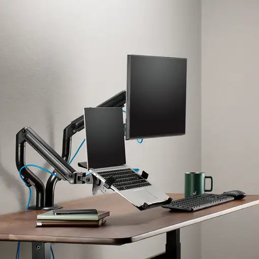 AISENS Soporte de Mesa Contrapeso Giratorio e Inclinable para Portatil y Monitor/T