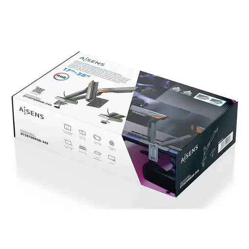 AISENS DT38TSRRGB-349 soporte para monitor 96,5 cm (38'') Escritorio Negro, Blanco