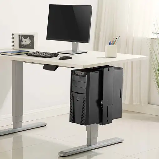 AISENS Soporte Giratorio y Altura Personalizable para CPU por Debajo de Escritorio