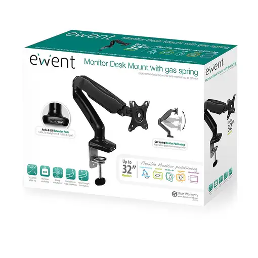 Ewent EW1515 soporte para monitor 81,3 cm (32'') Escritorio Negro