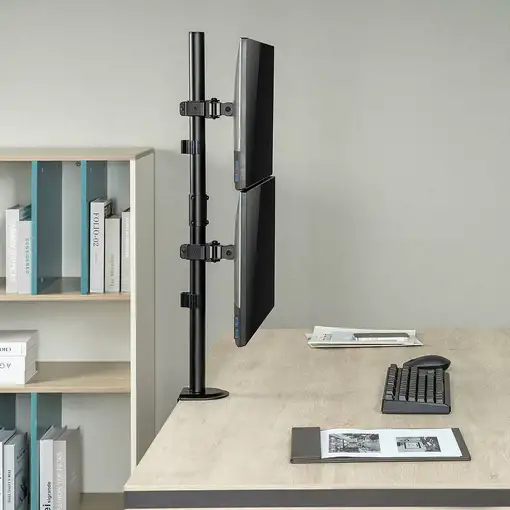 AISENS Soporte de mesa eco giratorio e inclinable para 2 Monitor/TV 9kg de 17-32,