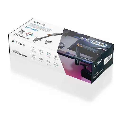 AISENS DT49TSRRGB-347 soporte para monitor 124,5 cm (49'') Escritorio Negro, Gris