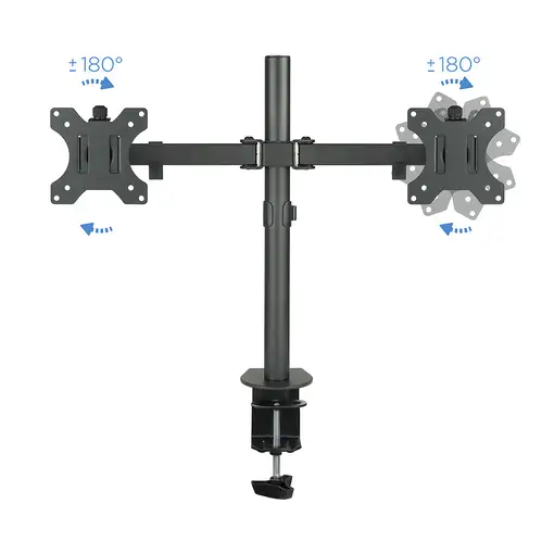 TooQ Soporte de Mesa Giratorio e Inclinable para 2 Pantallas (Monitor / TV Plasma