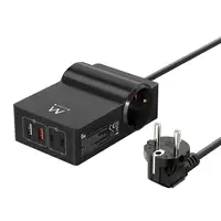 Ewent EW3992 base múltiple 1,5 m 2 salidas AC Interior Negro