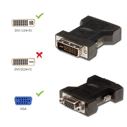 Ewent EC1250 cambiador de género para cable DVI-I 24+5 VGA Negro