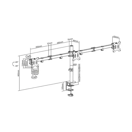AISENS Soporte De Mesa Eco Giratorio E Inclinable Para 3 Monitores 7kg (3 Pivotes,