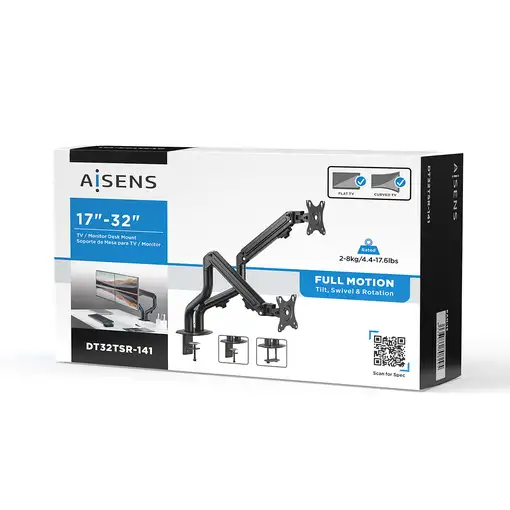 AISENS Soporte de Mesa ECO Contrapeso Giratorio e Inclinable para Monitor/TV 8Kg (