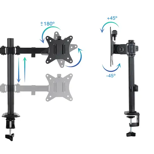 TooQ Soporte de Mesa para 2 Pantallas 17''-27'', Negro