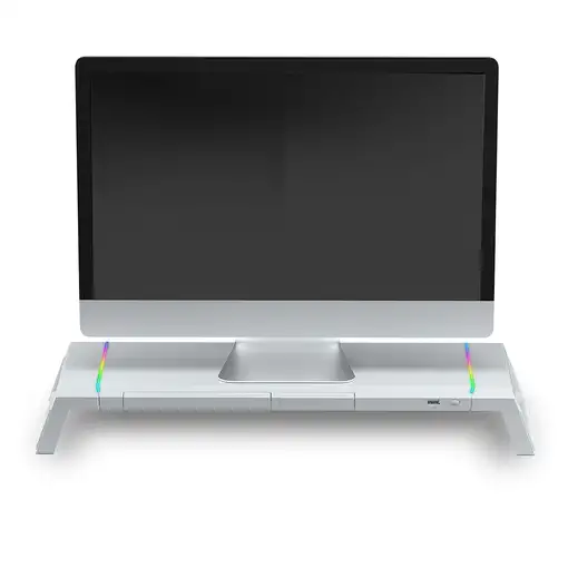 Mars Gaming MGS-ONE Blanco, Soporte Monitor RGB Chroma, Tamaño Ajustable, Soporte