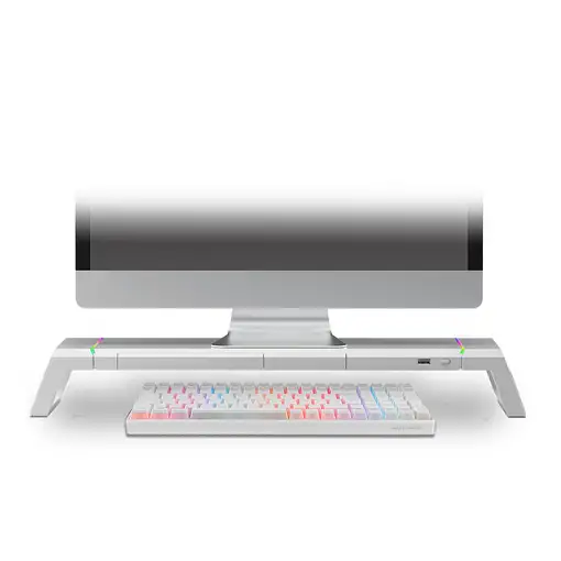 Mars Gaming MGS-ONE Blanco, Soporte Monitor RGB Chroma, Tamaño Ajustable, Soporte
