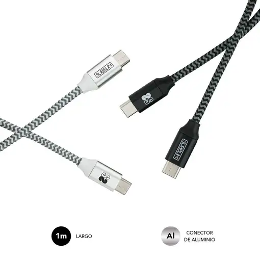 Pack 2 Cables Usb Tipo C – Usb Tipo C (3.0A) Negro/Plata