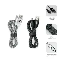 Pack 2 Cables Usb A – Micro Usb (2.4A) Negro/Plata