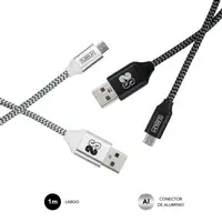 Pack 2 Cables Usb A – Micro Usb (2.4A) Negro/Plata
