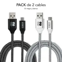 Pack 2 Cables Usb A – Micro Usb (2.4A) Negro/Plata