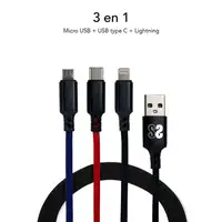 Premium Cable 3 En 1 (2.4A) Micro Usb+Type C+Lightning