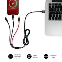 Premium Cable 3 En 1 (2.4A) Micro Usb+Type C+Lightning