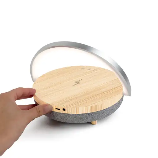 Lámpara LED Inalámbrica Speaker Ligth PRIXTON - Cargador - Bluetooth - Madera
