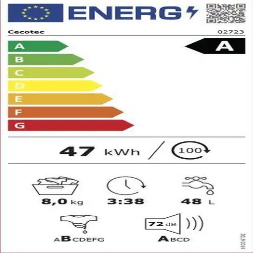 Cecotec 02723 lavadora Carga frontal 8 kg 1350 RPM Blanco
