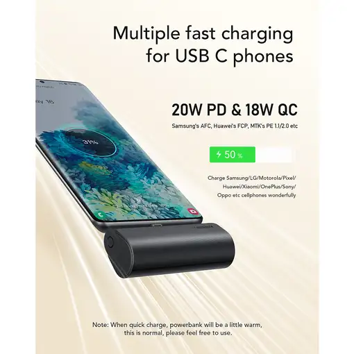 VEGER PlugOn-L VG-W0556 PowerBank 5000mah PD20W Type-C connector built-in