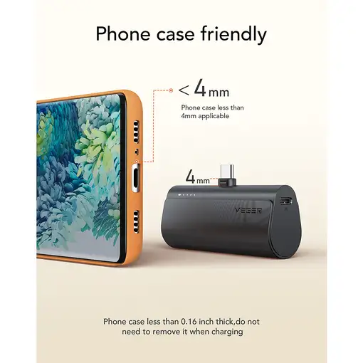 VEGER PlugOn-L VG-W0556 PowerBank 5000mah PD20W Type-C connector built-in