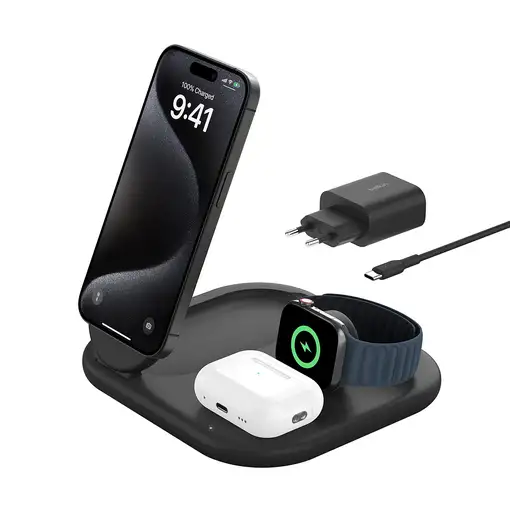 Belkin BoostCharge Auriculares, Smartphone, Reloj inteligente Negro USB Cargador i