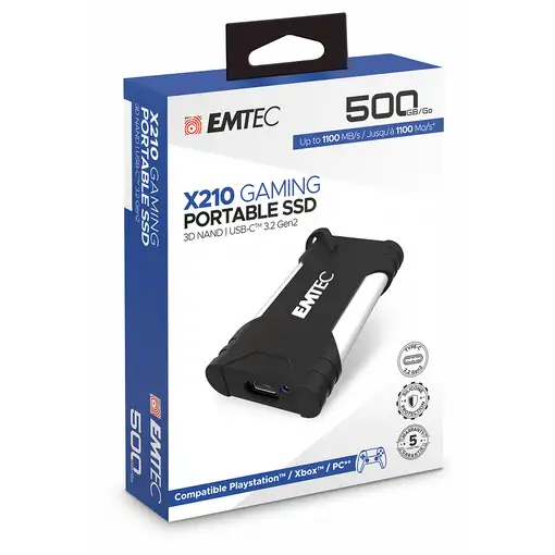 Emtec X210G 500 GB USB Tipo C 3.2 Gen 2 (3.1 Gen 2) Negro, Blanco