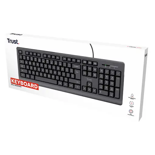 Trust 24639 teclado Oficina USB No Inglés de EE. UU. Negro