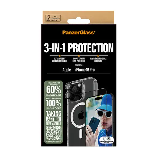 PanzerGlass ® 3-in-1 Protection Bundle iPhone 16 Pro Protector de pantalla Apple 1