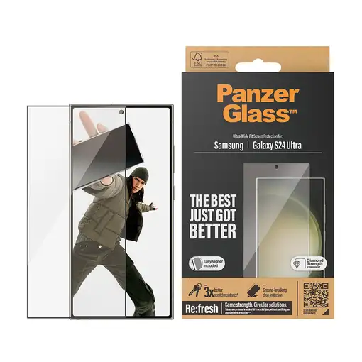 PanzerGlass ® Screen Protector Samsung Galaxy S24 Ultra | Ultra-Wide Fit w. EasyAl