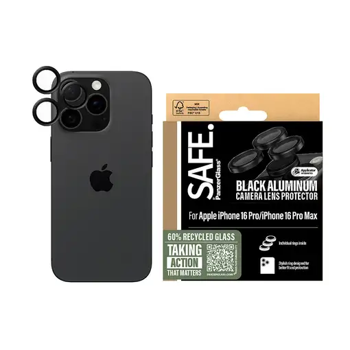 PanzerGlass SAFE. by ® Camera Lens Protector Black iPhone iPhone 16 Pro | 16 Pro M