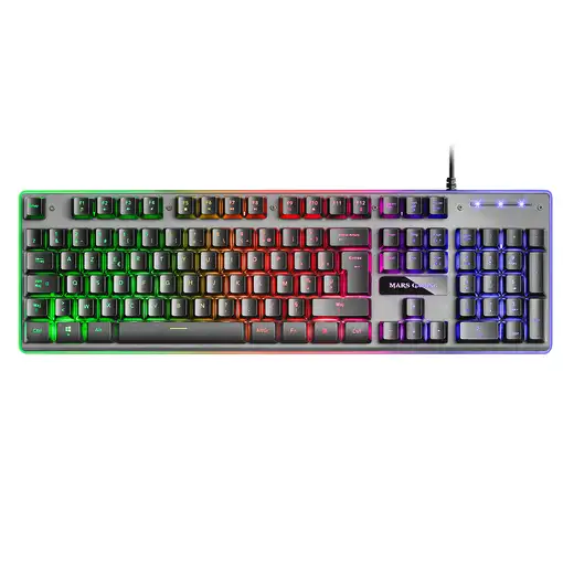 Mars Gaming MK220FR, Teclado Gaming H-Mech, FRGB Rainbow y Halo, Antighosting, Idi
