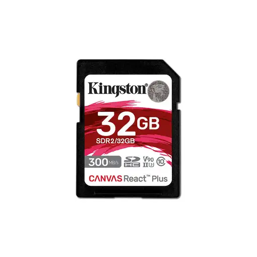 Kingston Technology 32GB Canvas React Plus SDHC UHS-II 300R/260W U3 V90 for Full H
