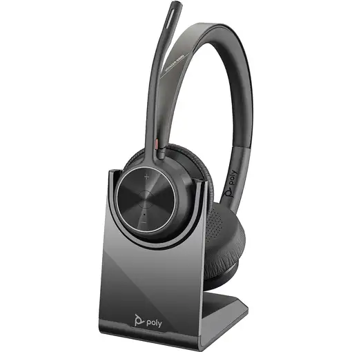 POLY Auriculares Voyager 4320 UC estéreo USB-A + adaptador BT700 USB-A + base de c