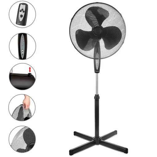 Ventilador Pie Oscilante 40 cm, 3 Velocidades, Mando Distancia, FN122397,  Briebe