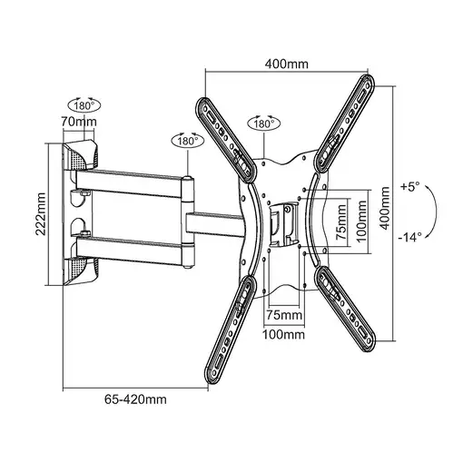 Equip Soporte de pared articulado para TV de 23''-55