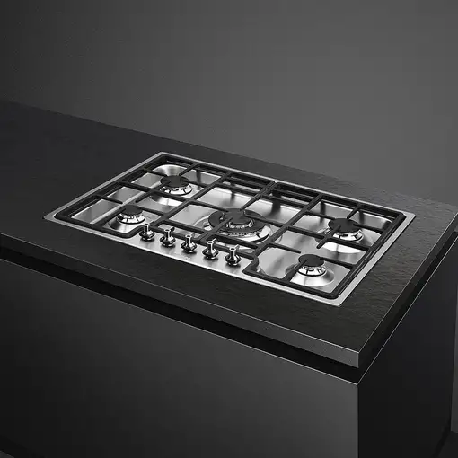 Smeg Classic PGF75-4 hobs Acero inoxidable Integrado 72 cm Encimera de gas 5 zona(