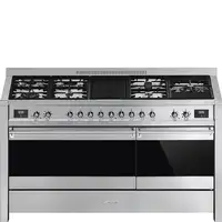 Smeg A5-81 cocina Cocina independiente Combi Negro, Acero inoxidable