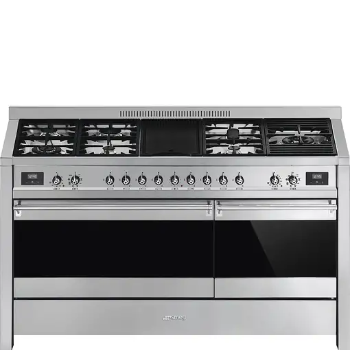 Smeg A5-81 cocina Cocina independiente Combi Negro, Acero inoxidable