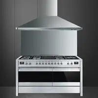 Smeg A5-81 cocina Cocina independiente Combi Negro, Acero inoxidable