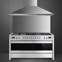Smeg A5-81 cocina Cocina independiente Combi Negro, Acero inoxidable