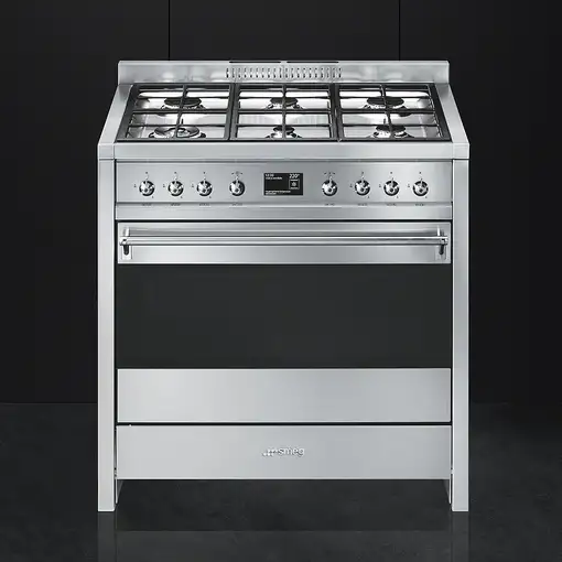 Smeg A1-9 cocina Cocina independiente Eléctrico Encimera de gas Acero inoxidable