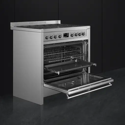 Smeg A1-9 cocina Cocina independiente Eléctrico Encimera de gas Acero inoxidable