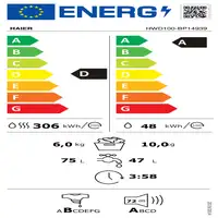 Haier I-Pro Series 3 HWD100-BP14939 lavadora-secadora Independiente Carga frontal