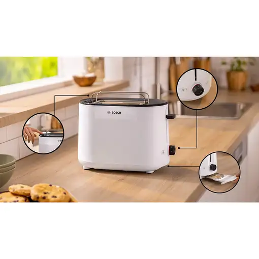Bosch TAT2M121 tostadora 6 2 rebanada(s) 950 W Blanco