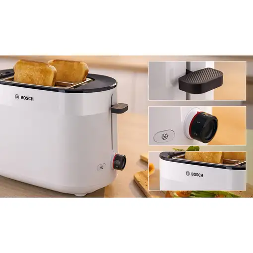 Bosch TAT2M121 tostadora 6 2 rebanada(s) 950 W Blanco