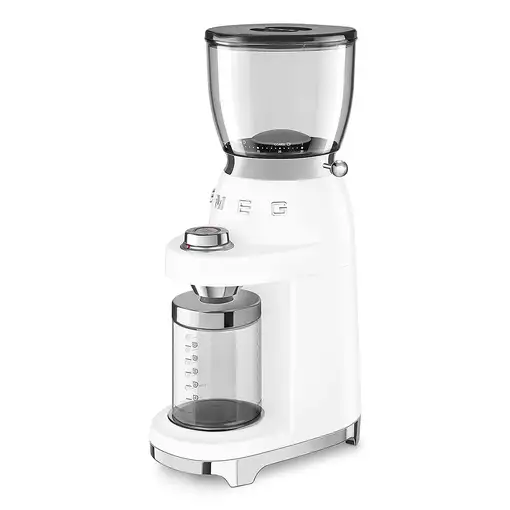 Smeg CGF11WHEU molinillo de café 150 W Transparente, Blanco