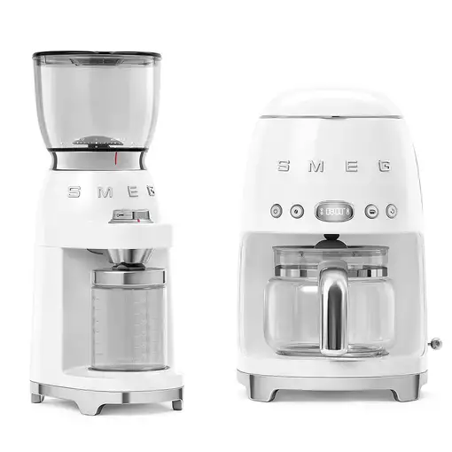 Smeg CGF11WHEU molinillo de café 150 W Transparente, Blanco