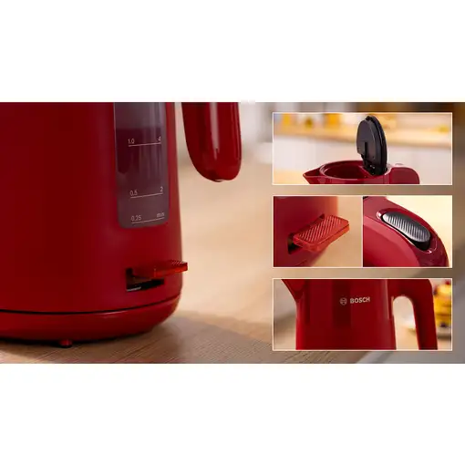 Bosch TWK2M164 tetera eléctrica 1,7 L 2400 W Negro, Gris, Rojo